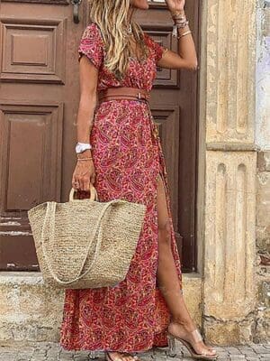 Robe Longue Bohème Fendue Paisley