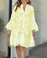 Robe Courte Bohème en Dentelle Évidée
