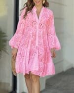 Robe Courte Bohème en Dentelle Évidée